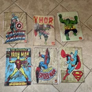 Metal super hero plaques